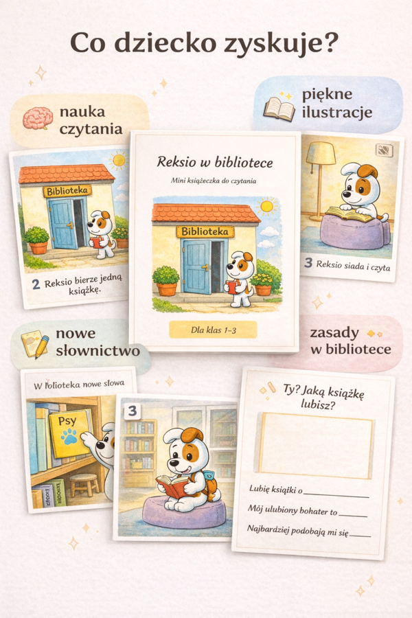 Reksio w bibliotece. [Mini książeczka do czytania]