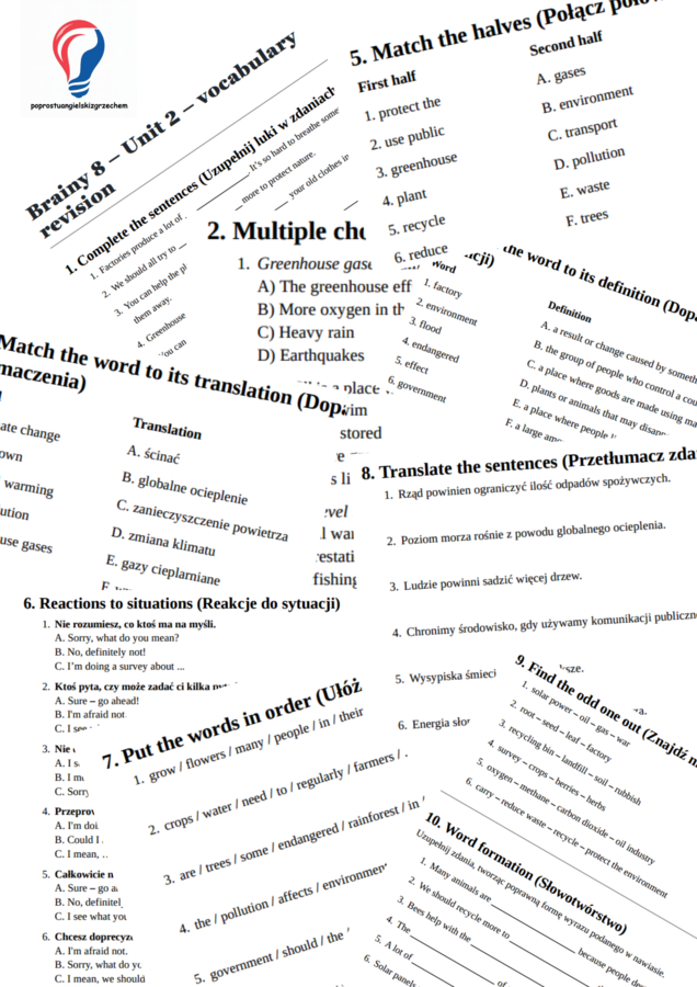 Brainy 8 – Unit 2 – vocabulary revision