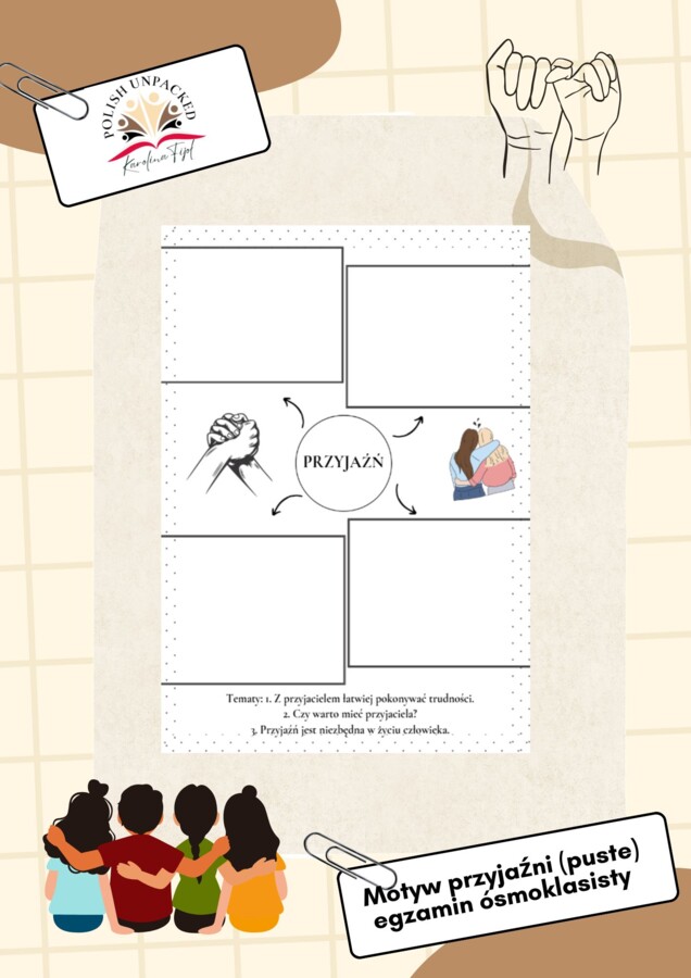 Motyw przyjaźni egzamin ósmoklasisty karta pracy