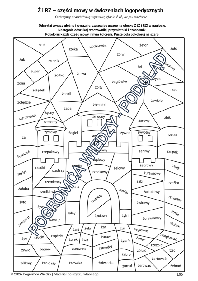 Ż-RZ - mozaika logopedyczno -  gramatyczna - klasy 4-6