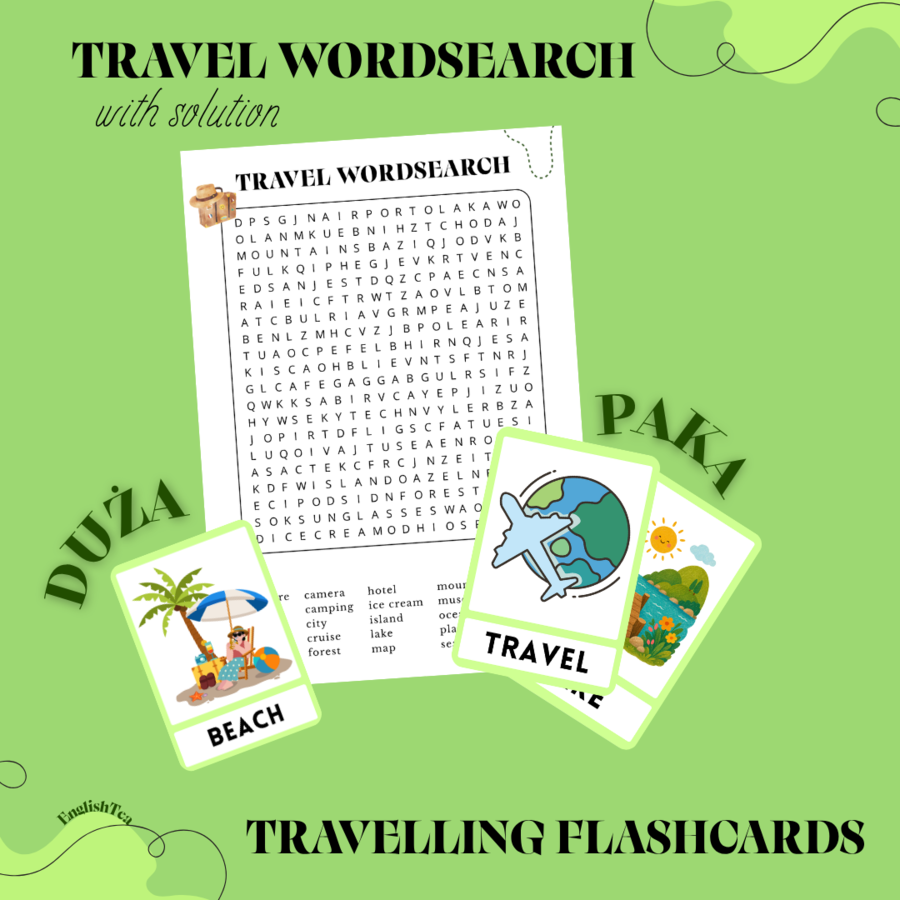 Travel Wordsearch + Travelling Flashcards Pack