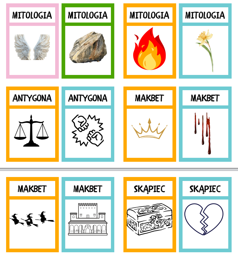 Fiszki z grafikami do lektur szkolnych, matura, szkoła ponadpodstawowa