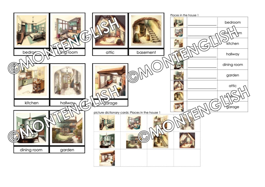 Zestaw kart obrazkowych: PLACES IN THE HOUSE SET 1