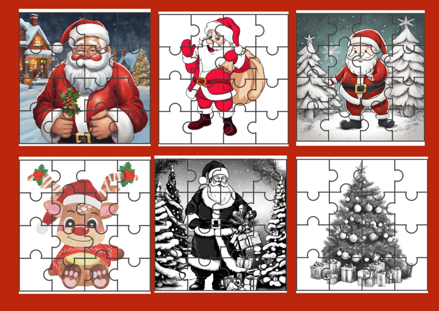 BOŻE NARODZENIE - PUZZLE - 10 obrazków - ćwiczenia redakcyjne