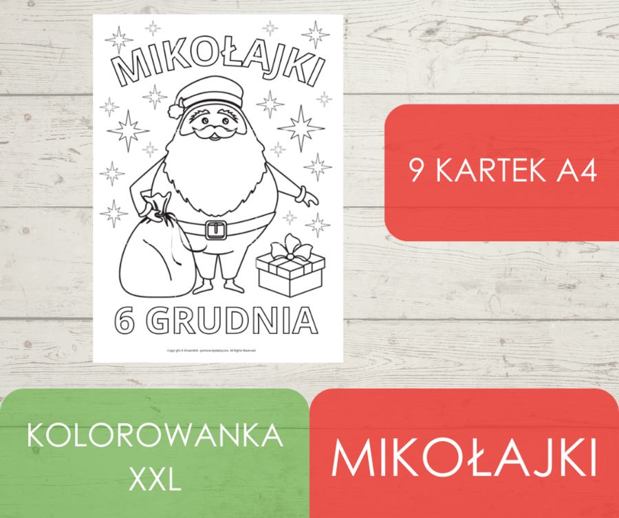 Kolorowanka XXL - Mikołajki