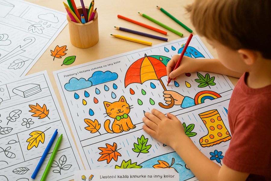 Kolorowanka XXL „Deszczowy dzień”