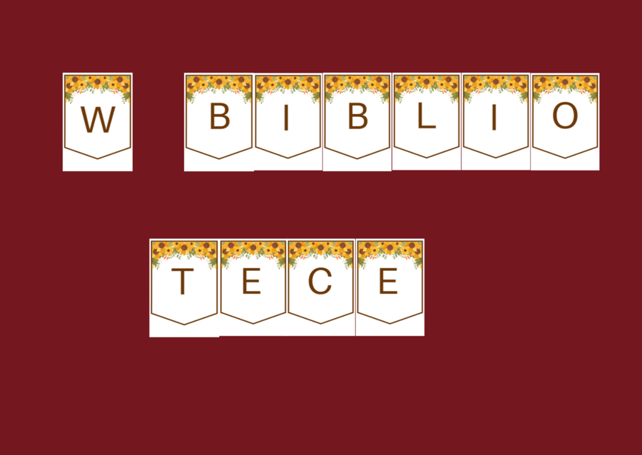 W BIBLIOTECE - biblioteka - girlanda – gazetka – wersja 2