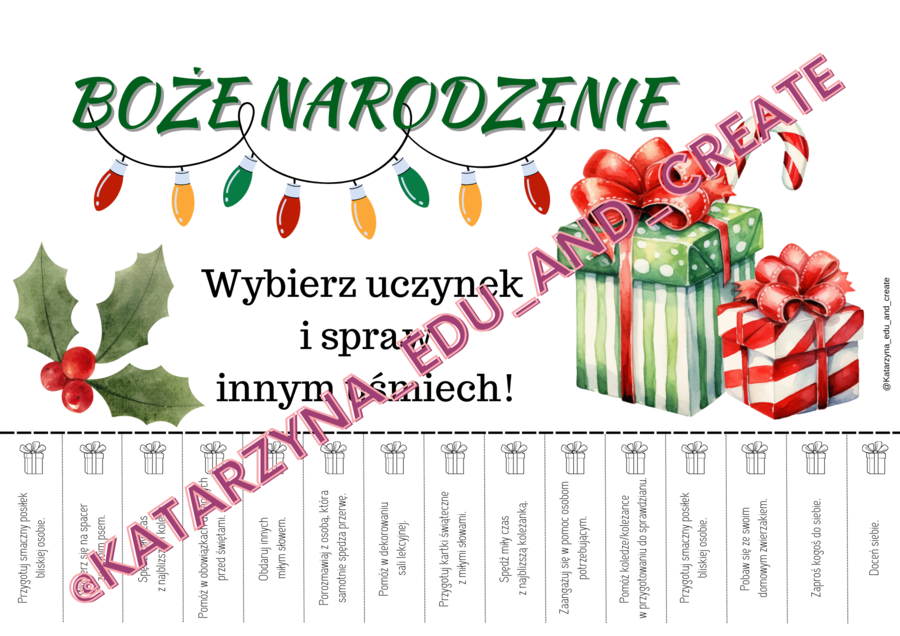 Boże Narodzenie – karteczki z miłymi słowami