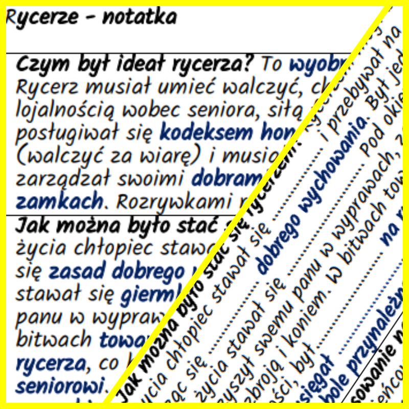 Średniowieczni rycerze – notatki i karta pracy