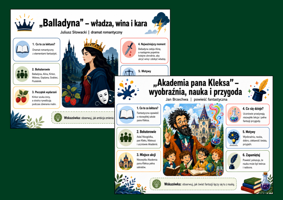 🌹 LEKTURY klas 4–8 - prezentacja - 21 plansz