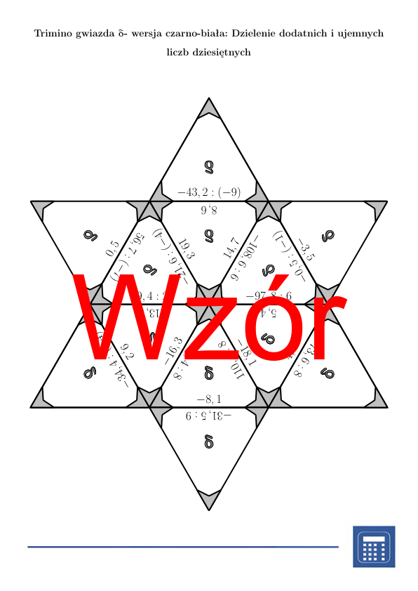 Trimino - Dzielenie dodatnich i ujemnych liczb dziesiętnych | matematyka
