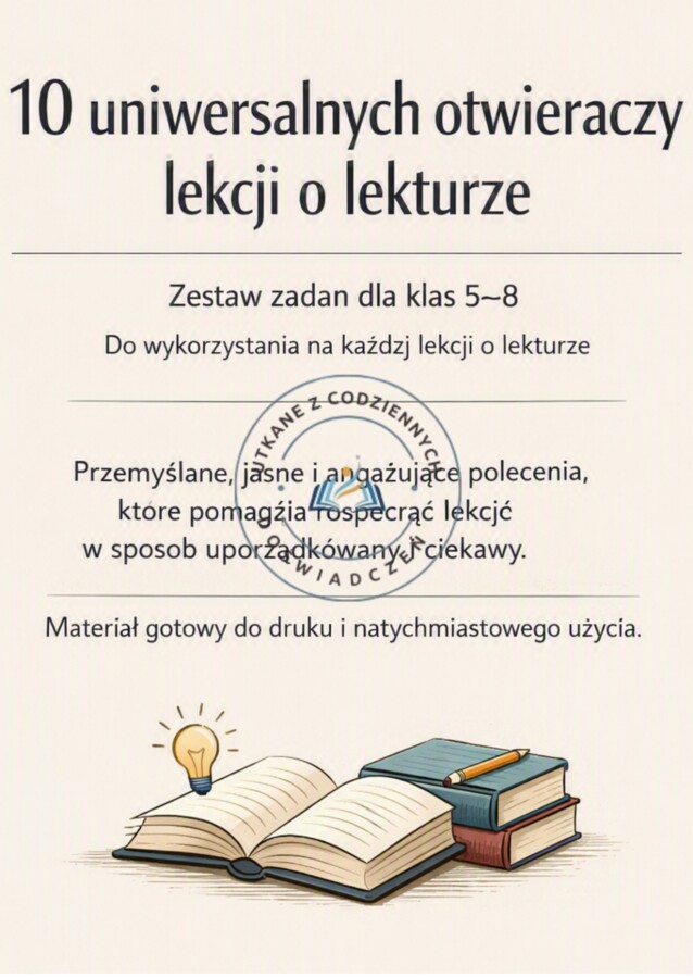 10 uniwersalnych otwieraczy lekcji o lekturze