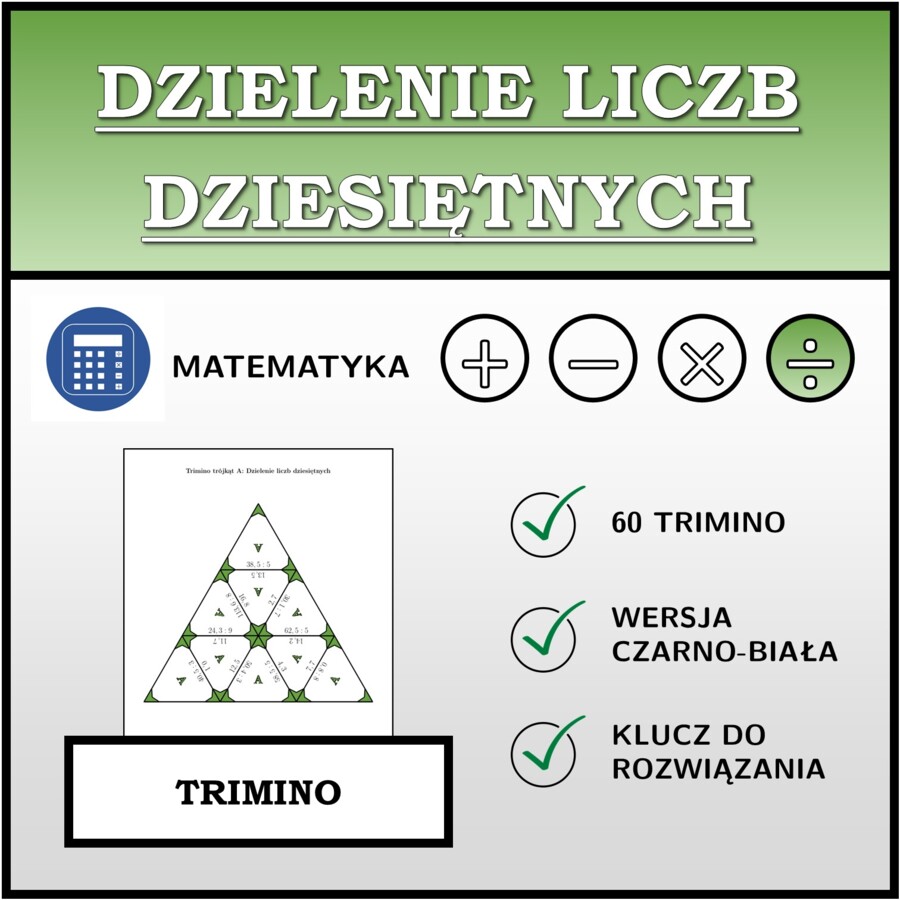 Trimino - Dzielenie liczb dziesiętnych | matematyka