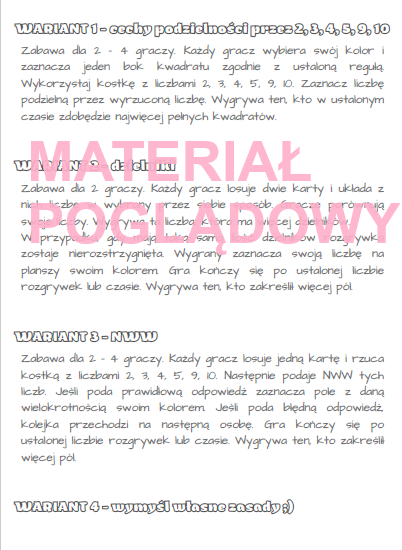 Własności liczb - podzielność, dzielniki, wielokrotności