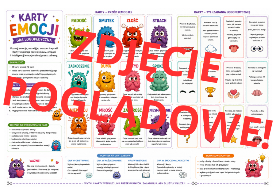 Karty emocji - gra logopedyczna
