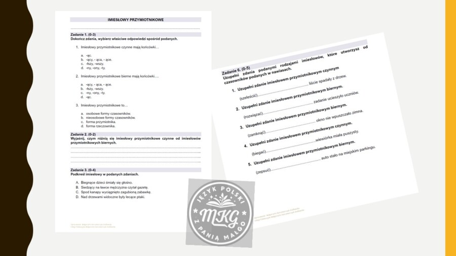 Kartkówka: imiesłowy przymiotnikowe