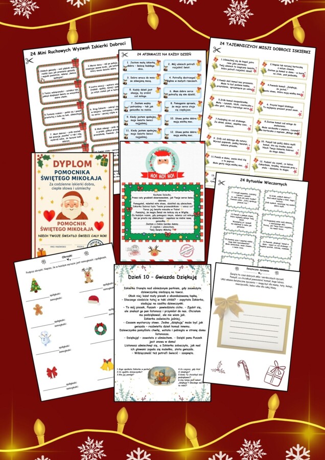 🌟 KALENDARZ ADWENTOWY Z ISKIERKĄ DOBROCI 🌟DLA KLAS 1-3