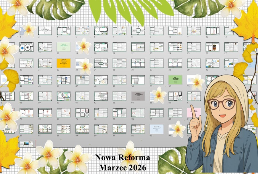 Duży (całoroczny) zestaw na lekcje do przyrody w klasie 4: sketchnotki/notatki, karty pracy plus prezentacje multimedialne w genial.ly do edycji.  Przyroda 4. "Odkrywam przyrodę" - dostosowane do wydawnictwa Nowa Era.