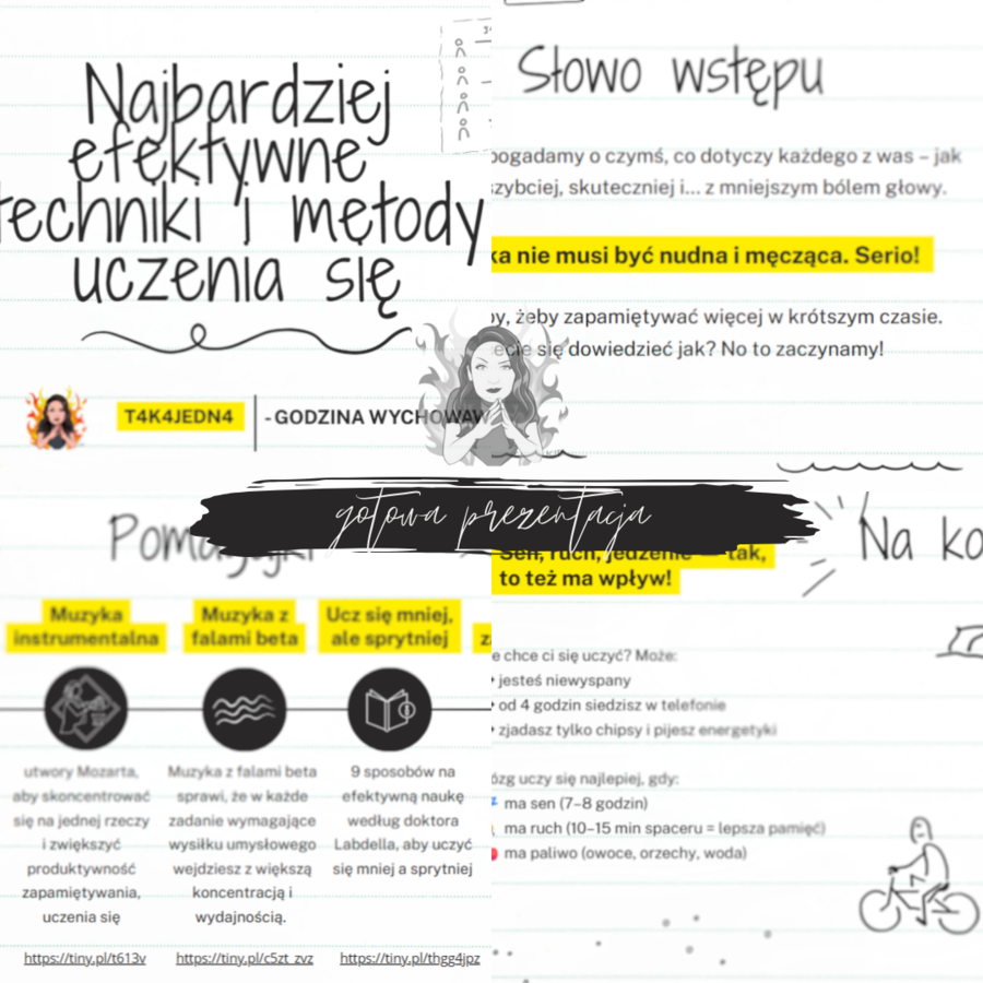 Najbardziej efektywne techniki i metody uczenia się - gazetka lub prezentacja