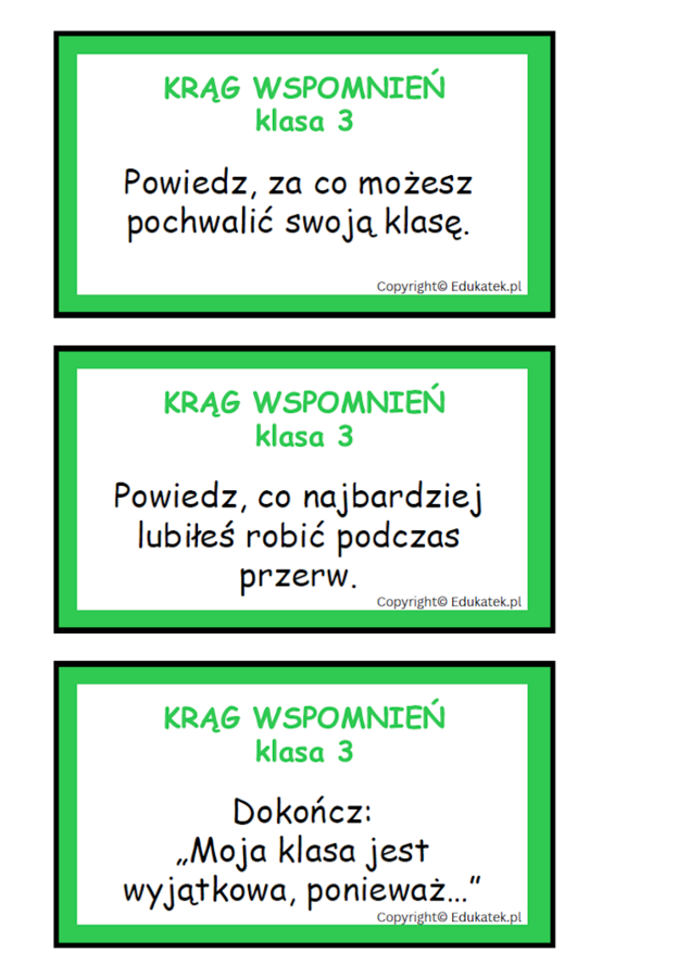 Krąg wspomnień – klasa 3 - zabawa integracyjna