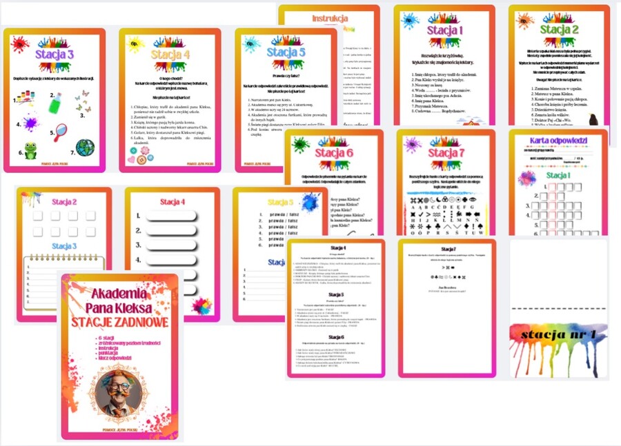 STACJE ZADANIOWE Akademia Pana Kleksa Jan Brzechwa