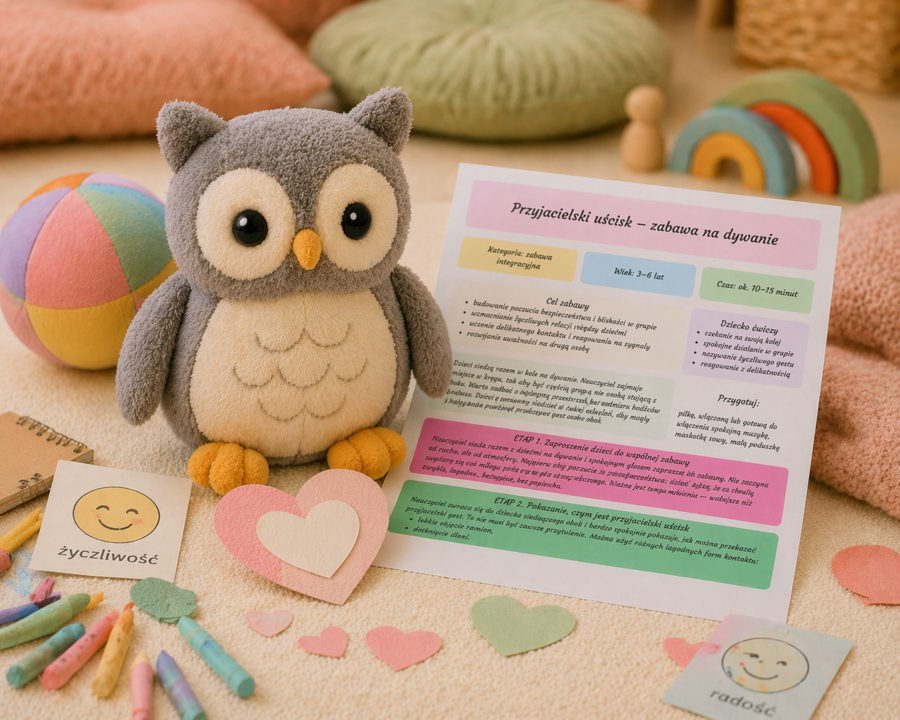 Przyjacielski uścisk – zabawa na dywanie