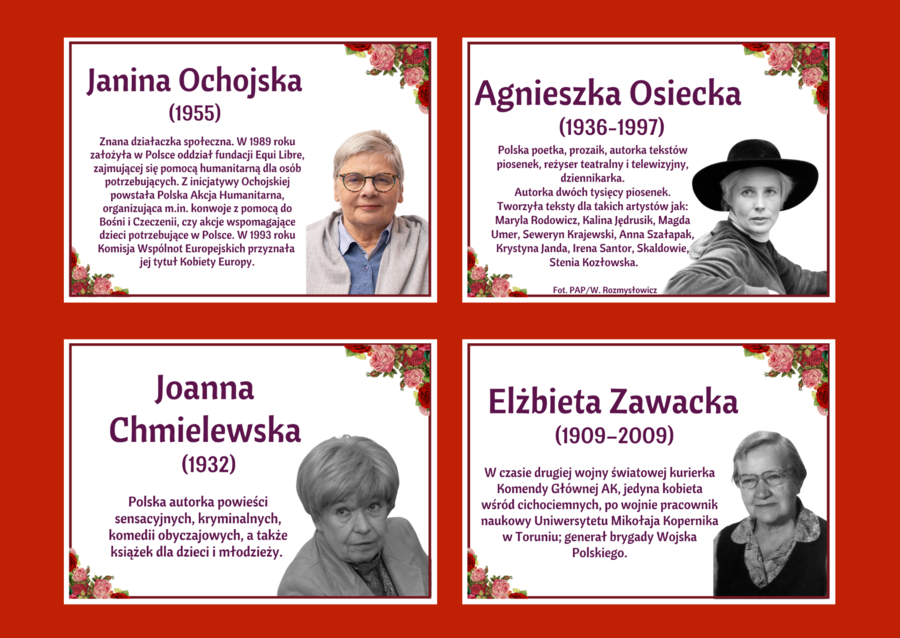 DZIEŃ KOBIET - – gazetka - SŁAWNE POLKI – biblioteka – świetlica – 24 strony – wersja 3