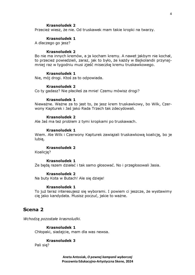 O pewnej kampanii wyborczej Scenariusz komedii dla młodszych i starszych