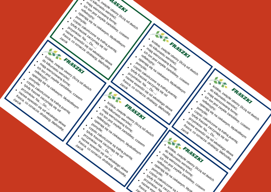 FRASZKI - fraszka - cechy - wklejka - liryka