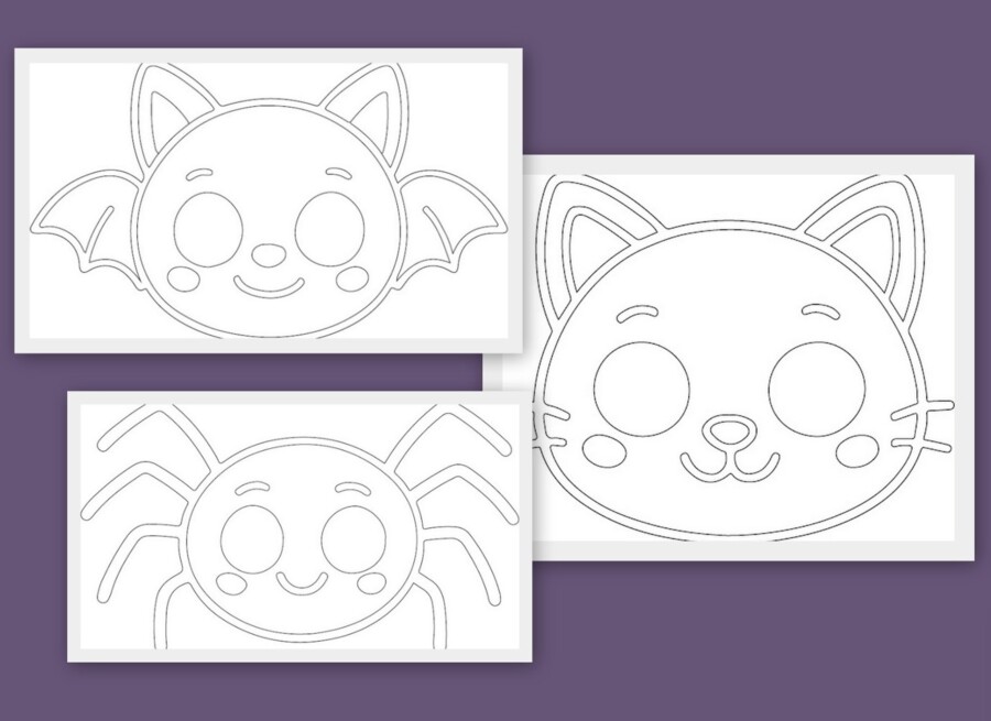 Maski na dzień dyni / halloween format a4 pdf+jpg 13 szt. kolor i czarno białe!