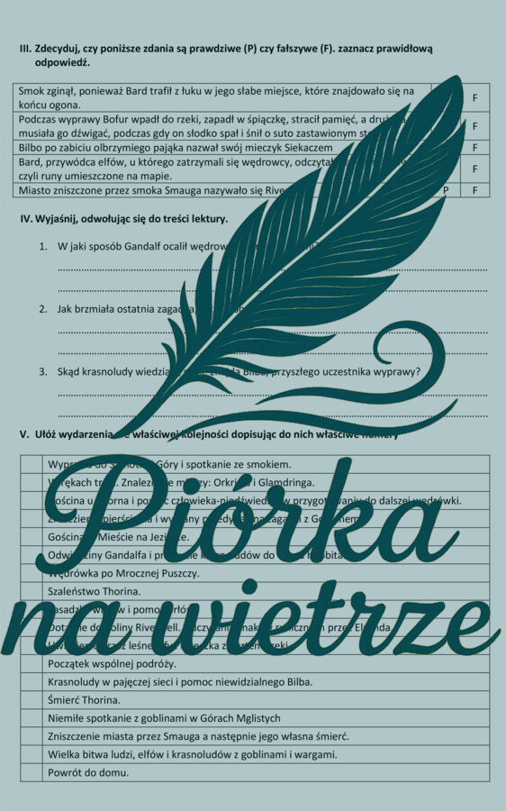Test znajomości lektury - Hobbit