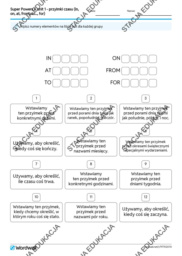 Super Powers 5 – Przyimki czasu (in, on, at, from…to…, for)