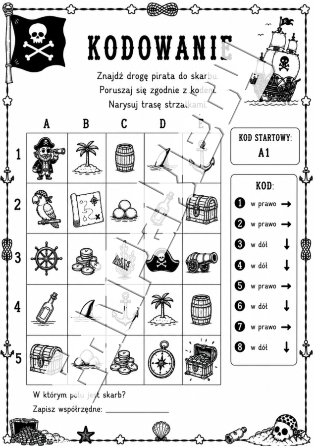 EDU PIRACI – Pakiet edukacyjny 100 stron (4–7 lat)