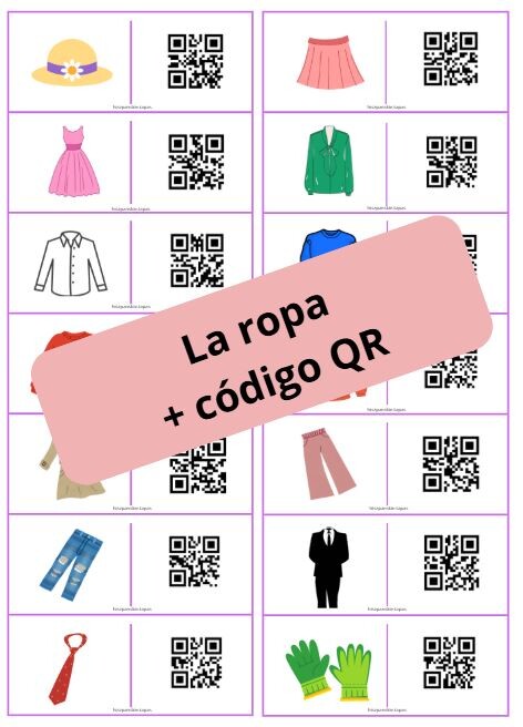 Domino obrazkowe z kodami QR! (La ropa-ubranie)