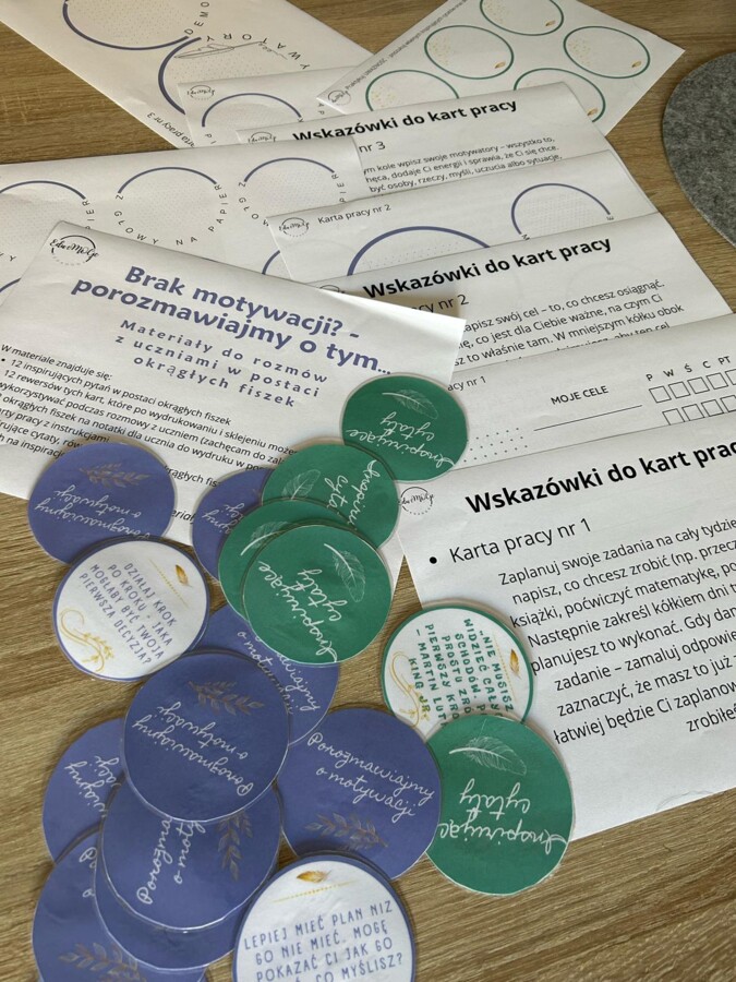 Porozmawiajmy o motywacji - materiały do rozmowy w postaci okrągłych fiszek