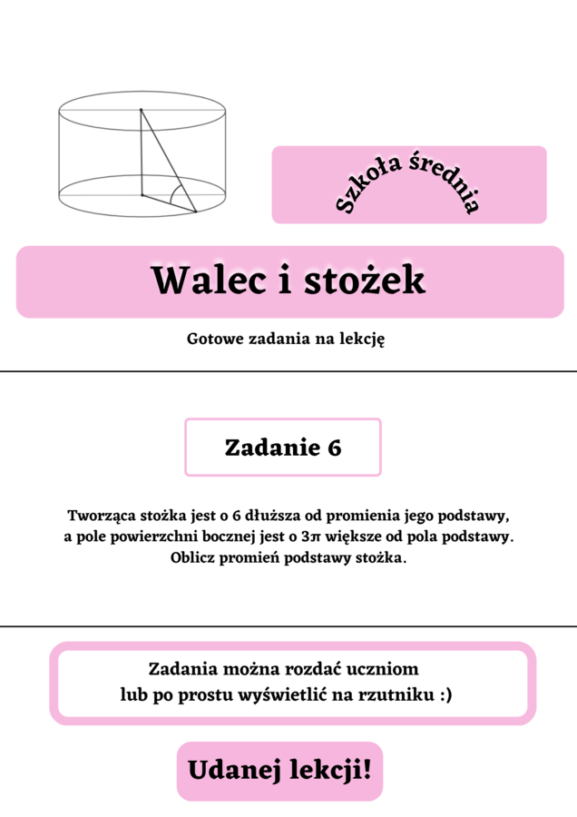 Walec, stożek - gotowe zadania maturalne