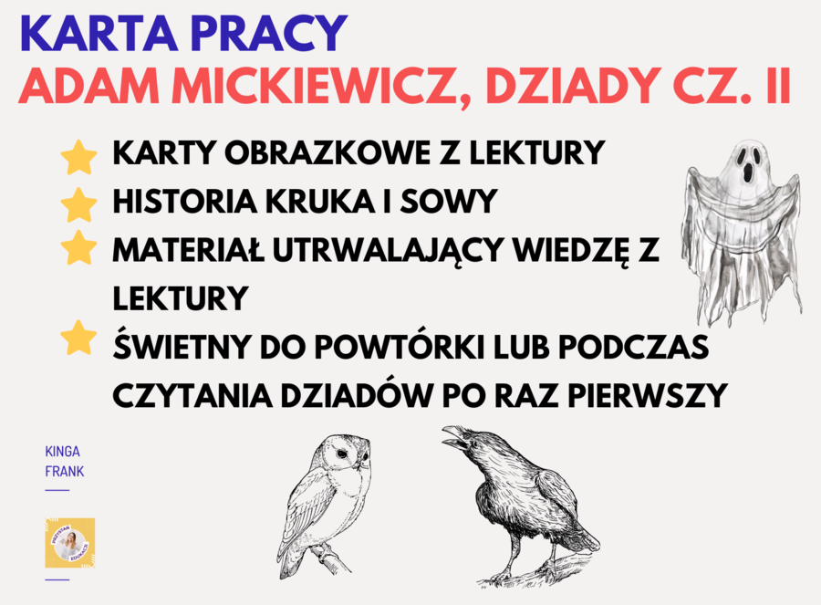 🎓 Karta pracy z lektury Dziady cz. II - historia Kruka i Sowy! #egzaminósmoklasisty2025