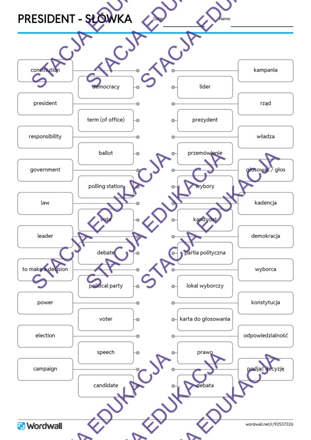🗳️ Karta pracy: "Prezydent i wybory – słownictwo, czytanie, quizy" (A2–B1)