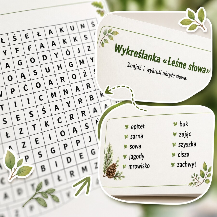 Wykreślanka: Leśne słowa