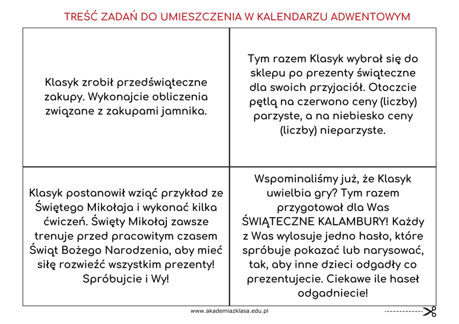 KALENDARZ ADWENTOWY - niesamowita świąteczna przygoda dla klas 2 i 3!