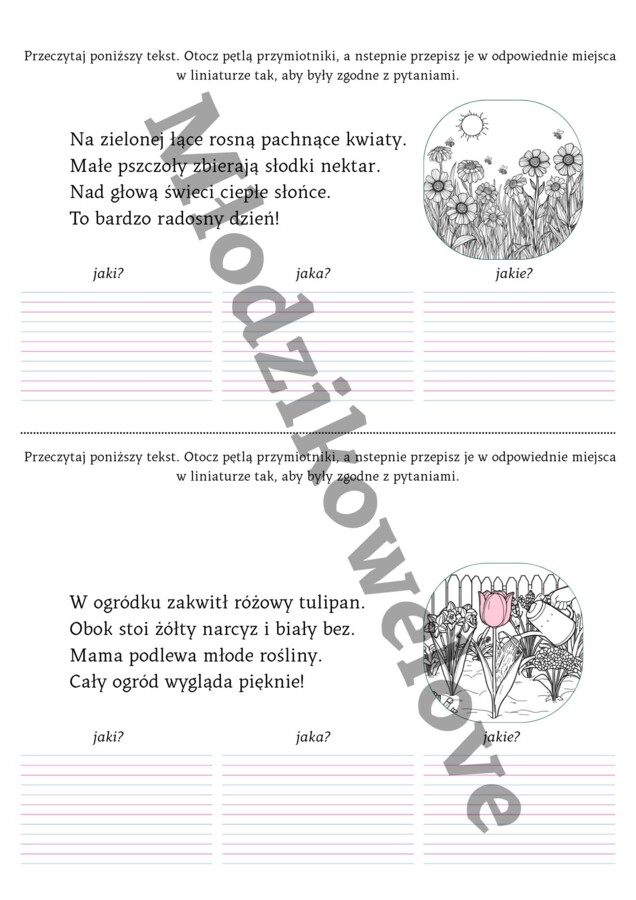 Przymiotniki- szybkie powtórki na cztery pory roku