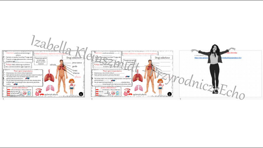 Minizestaw na temat „Układ oddechowy zapewnia wymianę gazową” – sketchnotka + karta pracy w power point + gratisowy link do prezentacji multimedialnej niekomercyjnej wykonanej w genial.ly do indywidualnego pobrania i użycia do celów niekomercyjnych. Przy