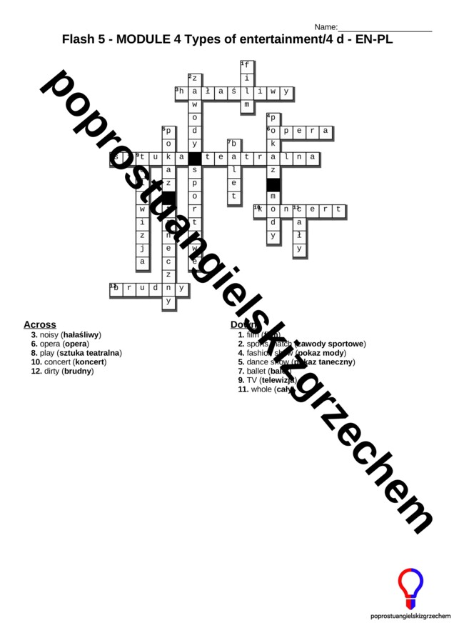 Flash 5 – Module 4 – krzyżówki