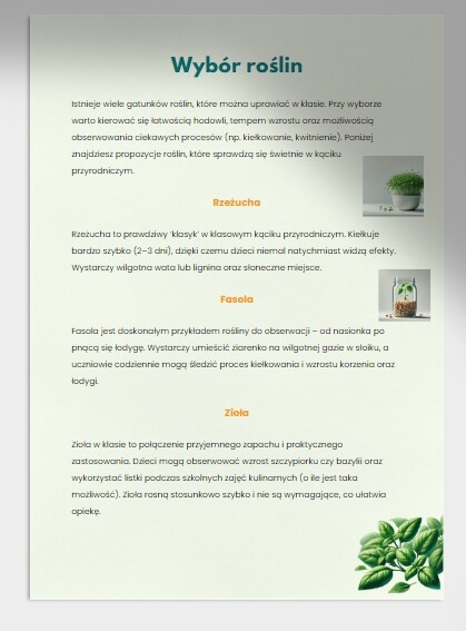 Kącik przyrodniczy w klasie