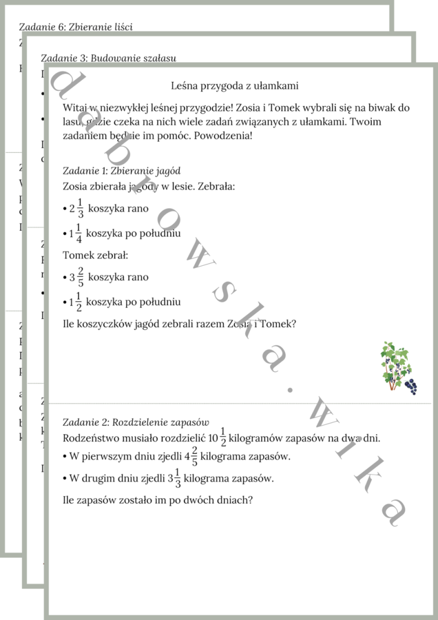 Leśna przygoda z ułamkami zwykłymi