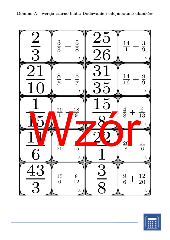 Domino - Dodawanie i odejmowanie ułamków | matematyka