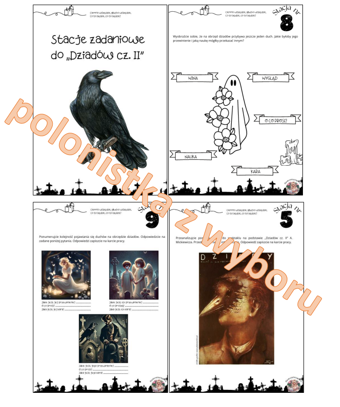 Stacje zadaniowe do lektury "Dziady cz. II" A. Mickiewicza, 9 stacji