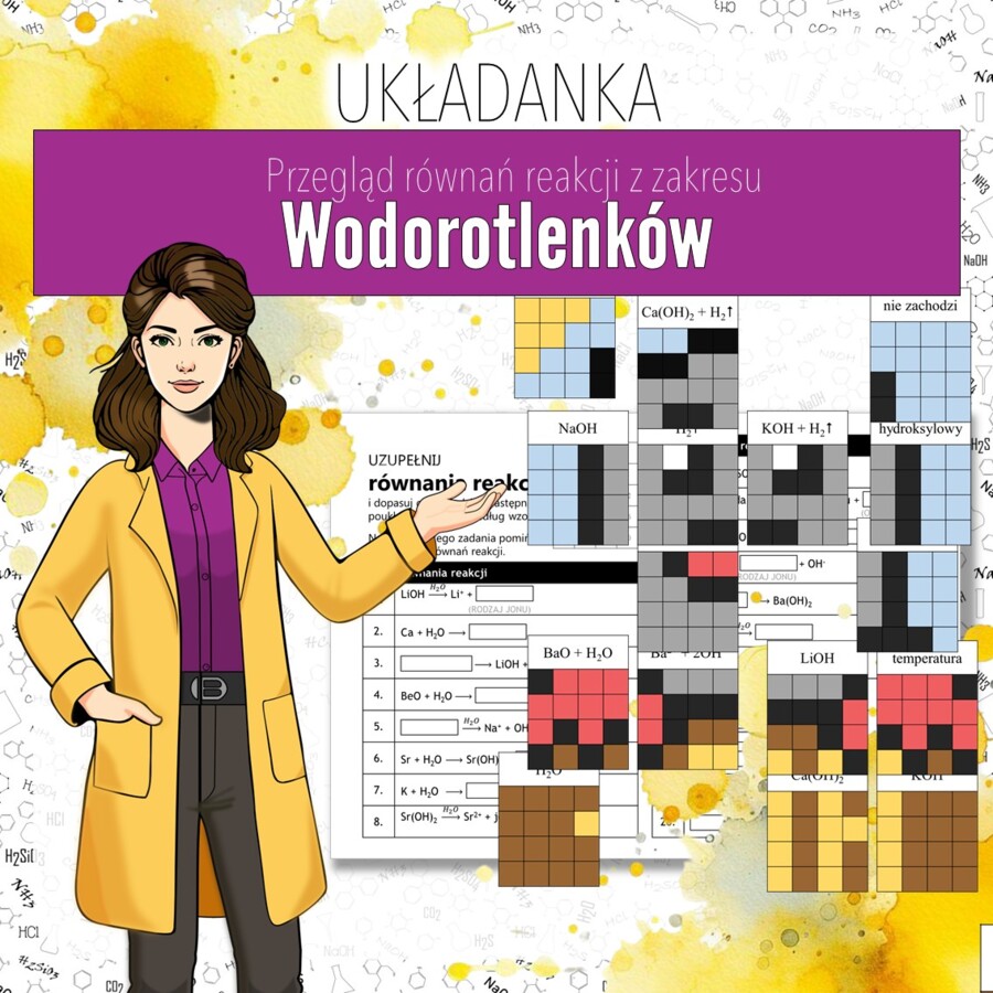 Wodorotlenki: Reakcje wodorotlenków - Układanka (chemia, kl 7/8)