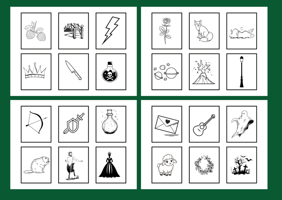 LEKTURY – kl. 4-8 – IKONKI – fiszki – powtórka – egzamin – 102 szt. - wersja czarno-biała