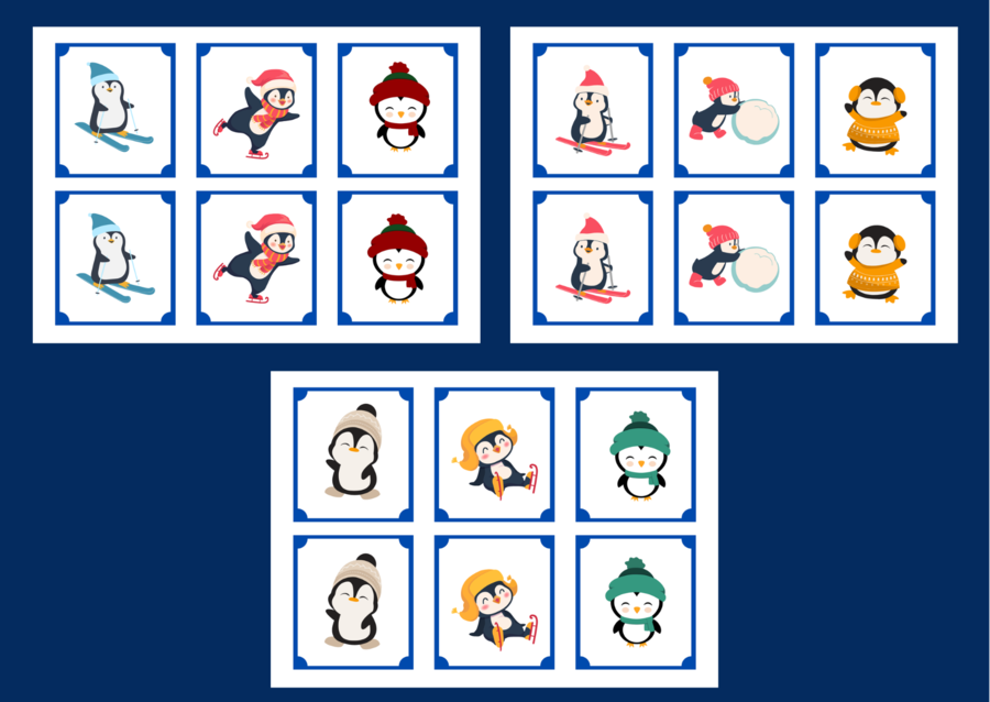 DZIEŃ PINGWINA – Dzień Wiedzy o Pingwinach – MEMORY – 36 szt. – biblioteka – świetlica – przedszkole – zima